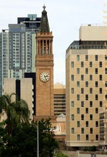 Brisbane Photographs, clock tower from the street